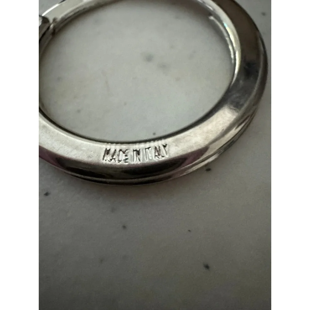 Gucci Silver Tone Twist Split Key Ring Made in Italy Logo Engraved Accessory